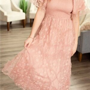 Polagram - Raelynn Dusty Rose Embroidered Dress